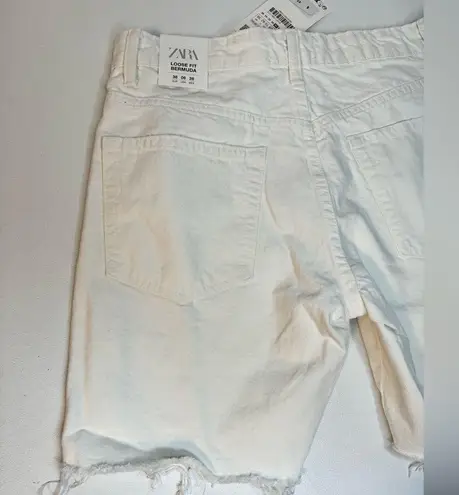 ZARA  Loose Fit Bermuda Short White casual classic comfy style beach summer