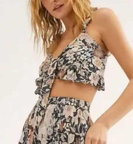 Spell & The Gypsy Amethyst Bra Free People Exclusive Floral Horse Print Tie Top Purple