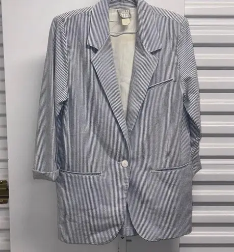 Vintage Real Life white and blue pinstripe Blazer women's Size S