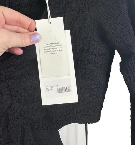 Likely NWT Eila Dress Black Textured Cutout Ring Deep V Midi A-Line Cocktail 6