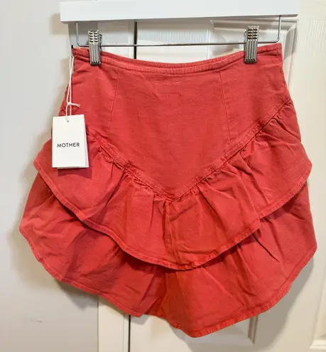 MOTHER Denim NWT - The Ruffle Mini Skirt in Hot Coral