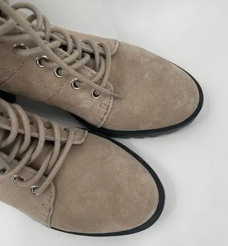 DOLCE VITA Nigel Boots Size 8 Lace Up Heels NEW Suede Leather Bootie Taupe NWOT Tan