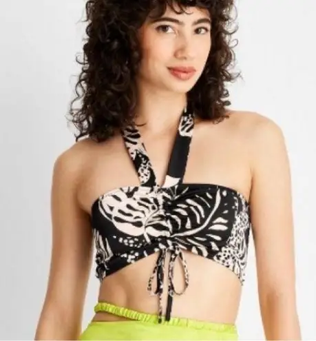 Future Collective by Alani Noelle Black and Tan floral Bandeau Crop Top Size XXL