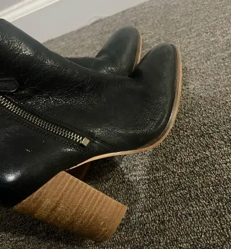 Studio W Black Leather Heeled Ankle Boots Size 6 US