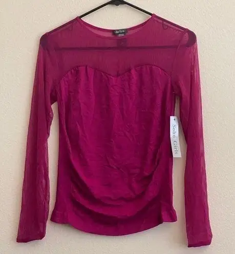 NWT Fuschia Sweetheart Bust Seamless Mesh Long Sleeve Shirt Top Size undefined