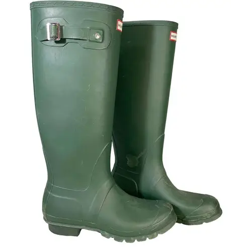 Hunter  Women's Green Adjustable Waterproof Original Tall Rain Boots Size 8M / 9W