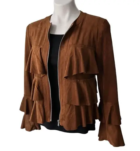 INC International Concepts Ruffled Faux-Suede Jacket
