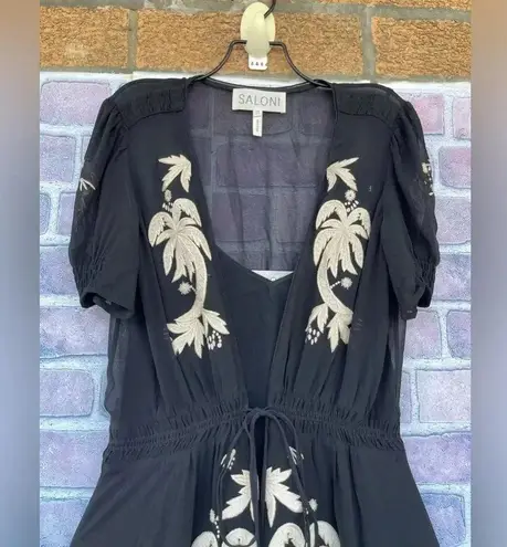 Saloni Leah Robe silk Dress w/Slip size 0 Black