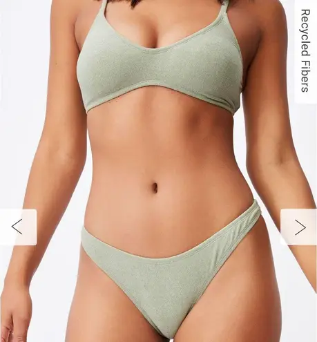 Cotton On  refined high side Brazilian bikini bottom khaki Terry green XL