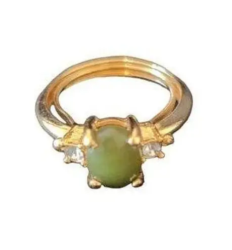 Vintage Avon Adjustable Green Faux Jade Gold