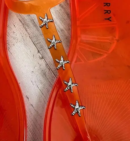 Katy Perry Orange Starfish Studded T Strap Geli Sandals Size 8 NEW