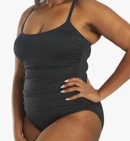 La Blanca Island Goddess Lingerie One Piece Swimsuit, Black, Size 22W, NWT