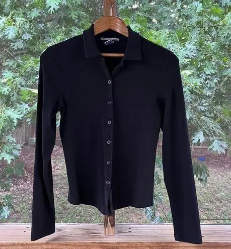 Prairie Underground Women's Black Long Sleeve Button Front Top Size L Size L