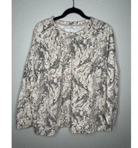 NEW H Halston Studio Sweater Womens Large Marble Print Pullover Long Sleeve