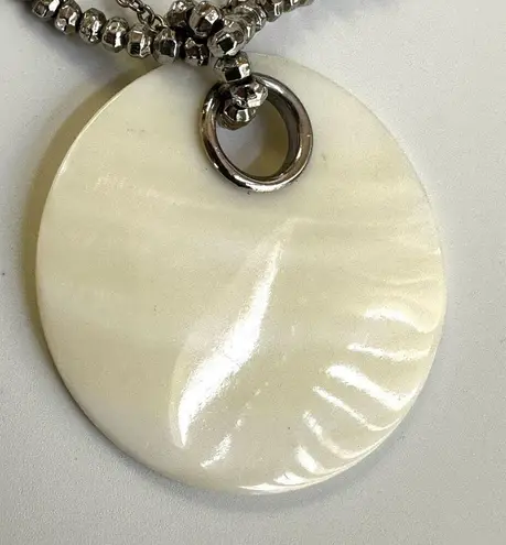 Cookie Lee White Faux Abalone Pendant Multi Strand Chain necklace