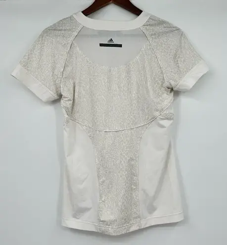 Adidas x Stella McCartney white short sleeve leopard print workout top size 14