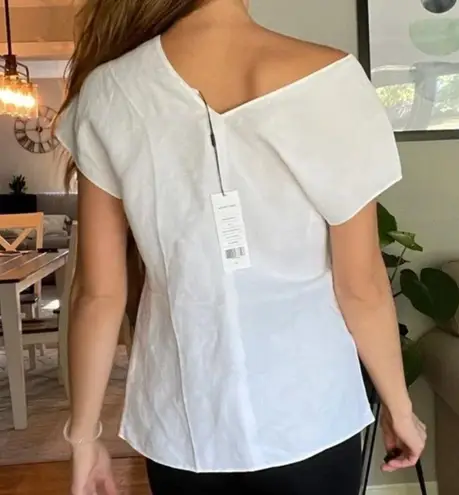Helmut Lang  White Linen Asymmetric Top V Neck Size 2 NWT thumbnail 7