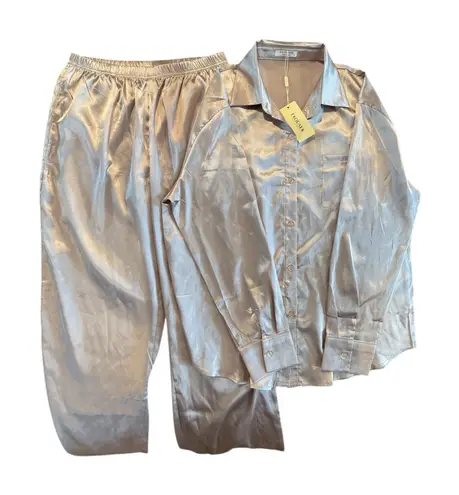 Ekouaer Satin Pajama Set Champagne Pink Women’s M NWT Luxe Sleepwear