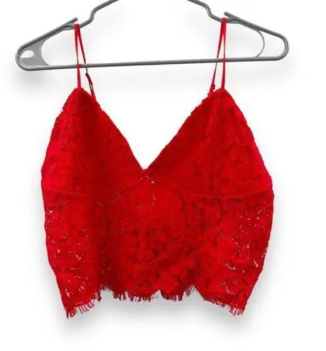 Bardot  Sienna Ruby Red Floral Lace Bralette Sleeveless Crop Top Size L