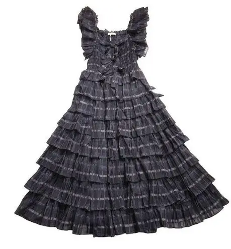 Ulla Johnson NWT  Darcey in Twilight Plaid Organdy Tiered Midi Dress 2 $745