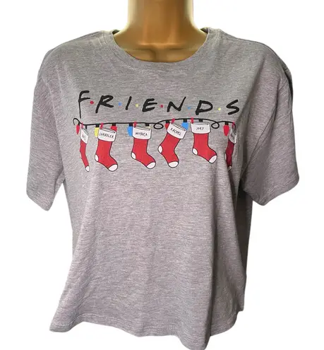 Friends Christmas Stockings Boxy Crop Tee Crewneck Gray L Size L