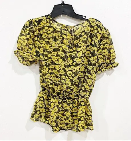 Who What Wear Sale 3/$20 |  Yellow and Black Floral Blouse