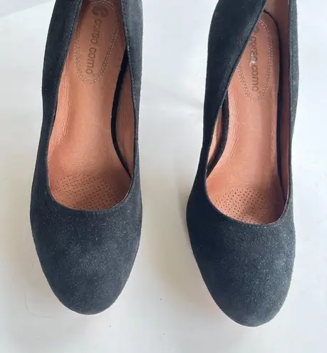 Corso Como Womens Pump Block Heels Black Suede Round Almond Toe Size 7.5 Comfort