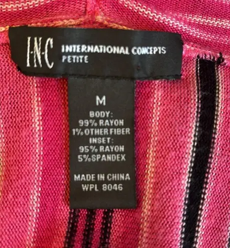 INC "Botanica" Striped Fine Knit Top w/Attached Cami Pink Size M
