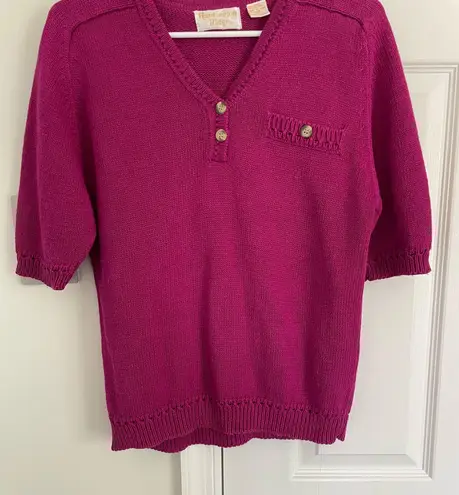 Huntington Ridge Ramie Cotton Magenta Pink Sweater Leontine Size S Feminine