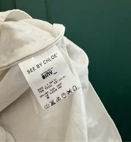 See By Chloe White Sleeveless Linen Flax Dress Nautical A Line