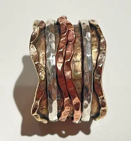 Tri Tone Metals Spinner Meditation Ring Size 8 Gold Silver Copper Jewelry