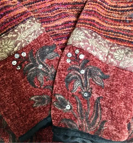 Flashback Vintage 90s Tapestry Jacket Velvet Blazer Ribbed Sequin Embroidered L