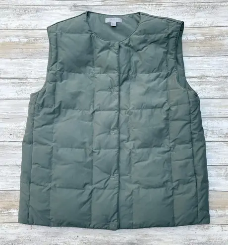 COS Quilted Gilet Vest Sz 8 Green Puffer Down Filled Button Up Pockets Gorpcore