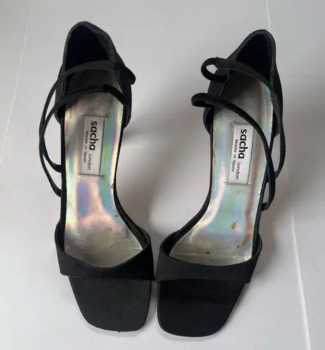 SACHA London Stappy Heel Womens Sandals Shoes Size 7B Black Stiletto WhimsiGoth