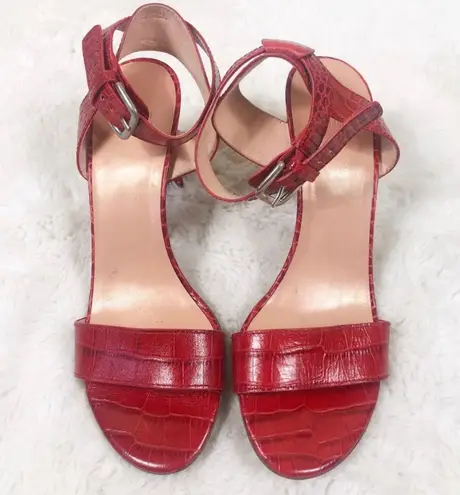 Stuart Weitzman Red Alligator Heeled Sandals - Image 2