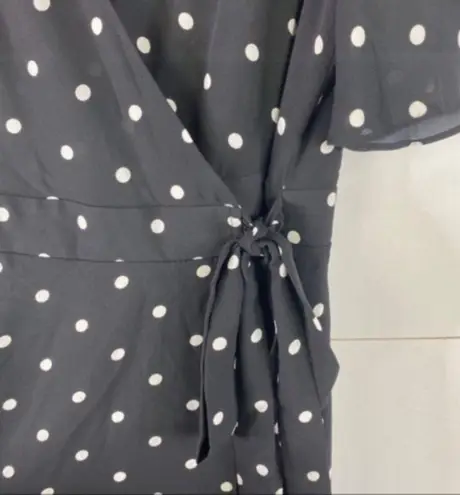 White House | Black Market  WHBM polka dot black white wrap midi dress