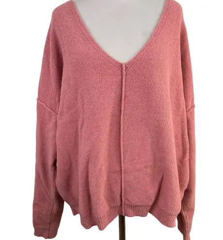 Free People  Pink Take Me Places Oversized Draped Sweater Size Large