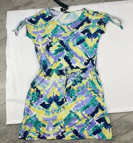 Daisy Fuentes NEW Island Hopping tie sleeve, drawstring waist dress. Size small