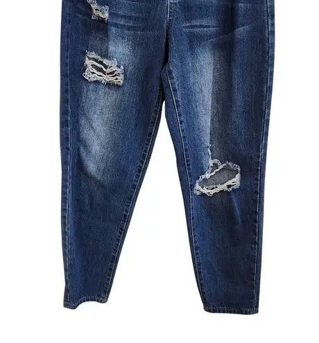 Ymi Dream Barrel Fit Baggy Ankle Jeans Distressed Medium Blue Denim Size 25