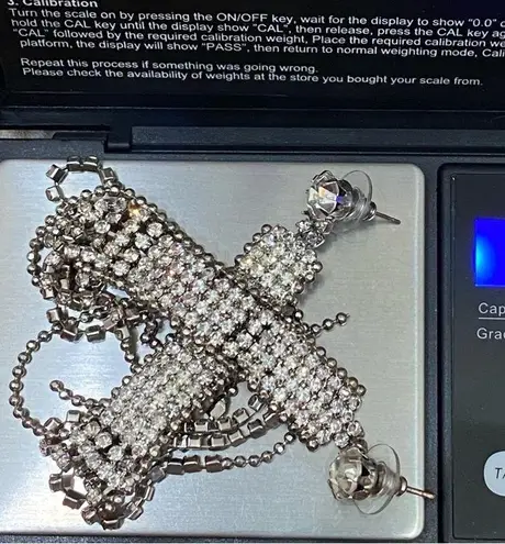 Vintage Unsigned Pavé Clear Rhinestones Drop Fringe Runway Statement Earrings