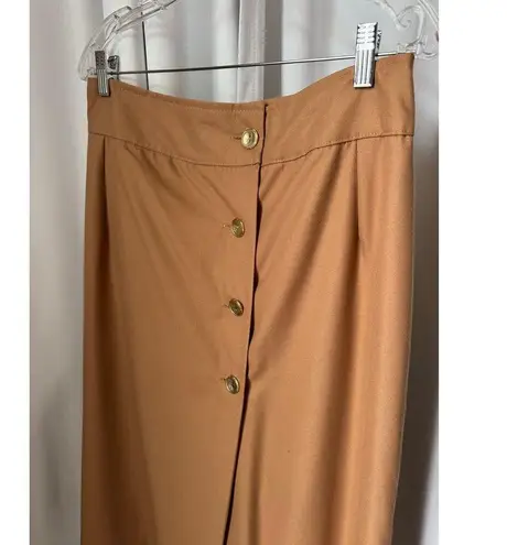 Vintage OOAK high waisted Brown wrap maxi skirt gold button closing large