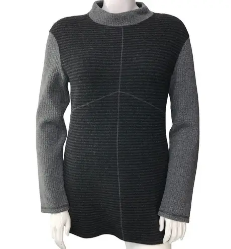 prAna  Womens Size XL Sweater Black Grey Colorblock Striped Knit Turtleneck