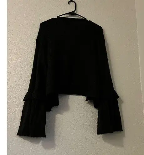 Wooden Ships  Mohair Wool Blend black tiered sleeve sweater m L