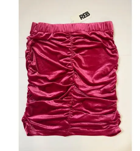 Rebdolls Fuchsia Velvet Ruched Mini Bodycon Skirt Sz 1X
