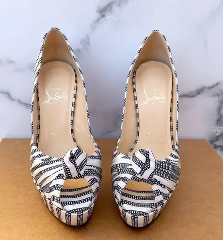 Christian Louboutin silk satin Greissimo striped pumps size IT 35 US 5