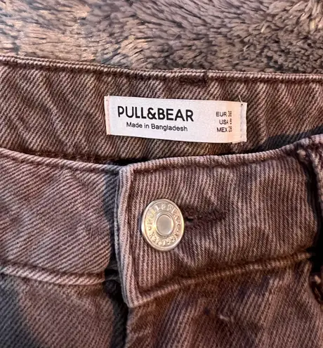 Pull & Bear  Dad Straight Leg Jeans In Brown