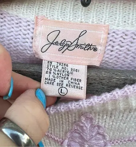 Jaclyn Smith Vintage 90s Jacqueline Smith pastel chenille chunky knit diamond print sweater