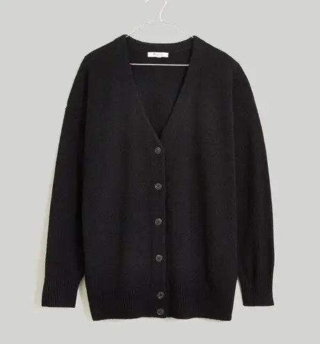 Madewell NWT  V-Neck Wool Relaxed Cardigan In Black Size Medium