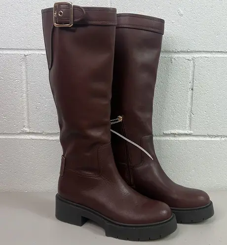 Coach NWT  Lilli Leather Lug Sole Riding Platform Boots Sz 6 Walnut #20299953