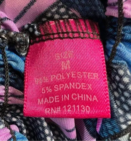 Prestige Edge Women's Strapless Mini Dress Medium Chevron Print Tube Top Blue